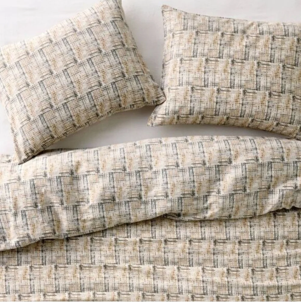 Casaluna Heavyweight Linen Blend Duvet Cover and Sham Set Linen grid New